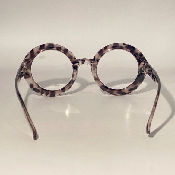 1063 Fern Oversized 2.25 Reading Glasses Readers Round Grey Black Tortoise NWT - Picture 5 of 9